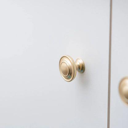 Taskmaster 34mm Brushed Brass Cabinet Knob - Antique Design, Easy DIY Installation