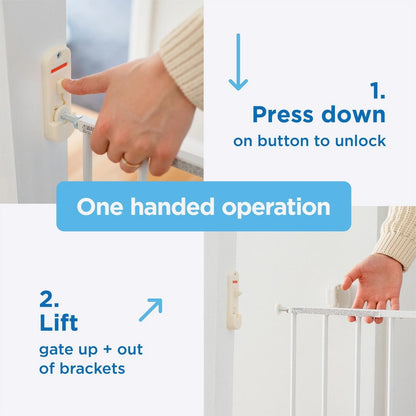Perma Child Safety White Extra Tall & Wide Swing Gate, Adjustable 82-142cm, No Trip Hazard