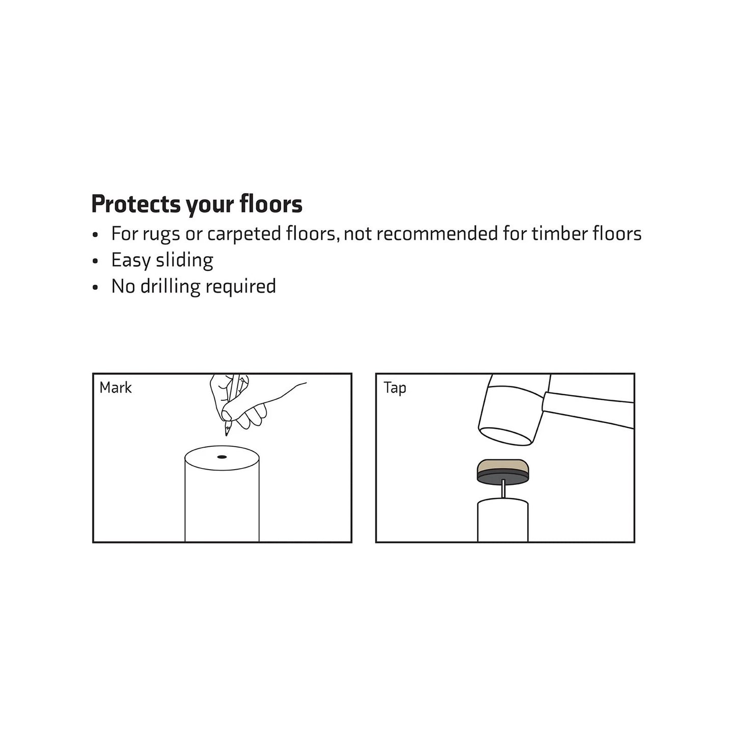 Surface Gard 22mm Nail-On Slide Glides, 8 Pack - Easy Install, Durable, Carpet Mobility