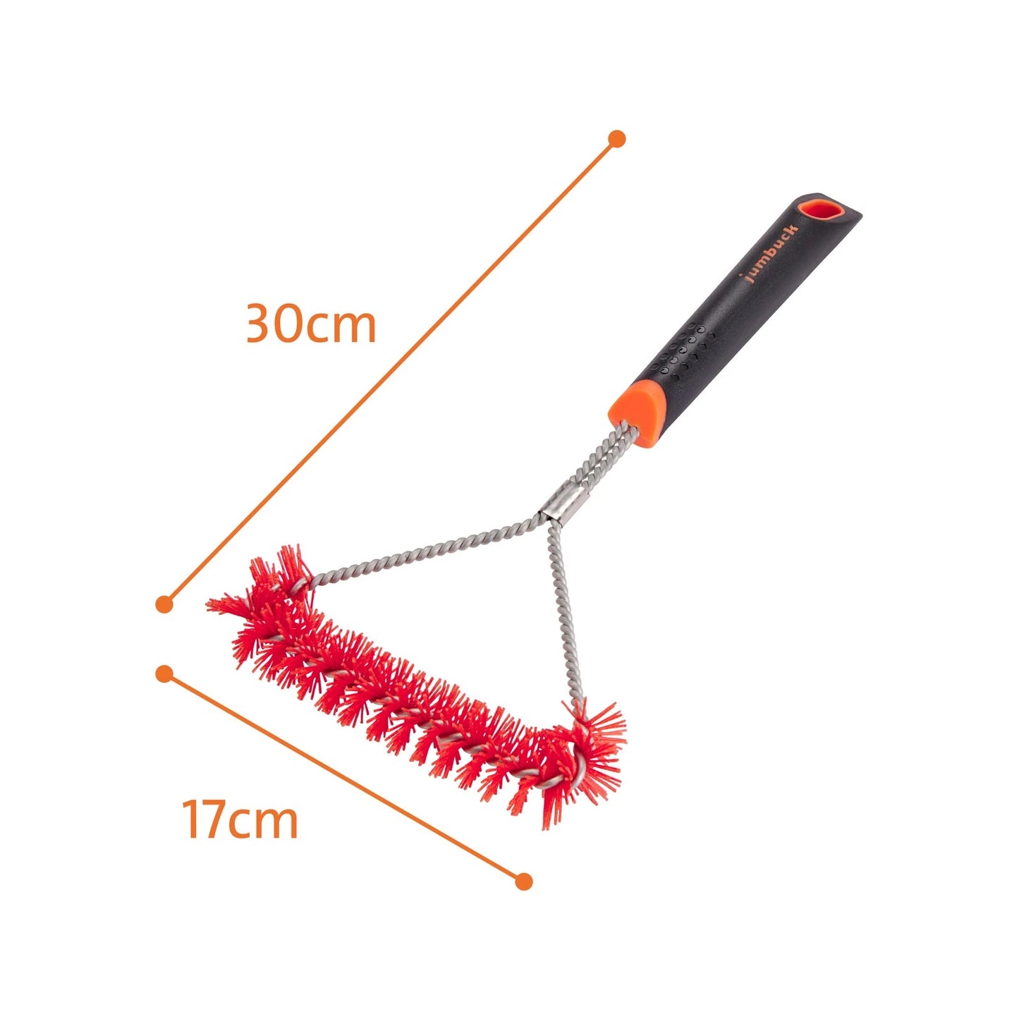 Jumbuck Small Nylon Grill Brush, Ergonomic, Non-slip, 30cm, Red Bristles