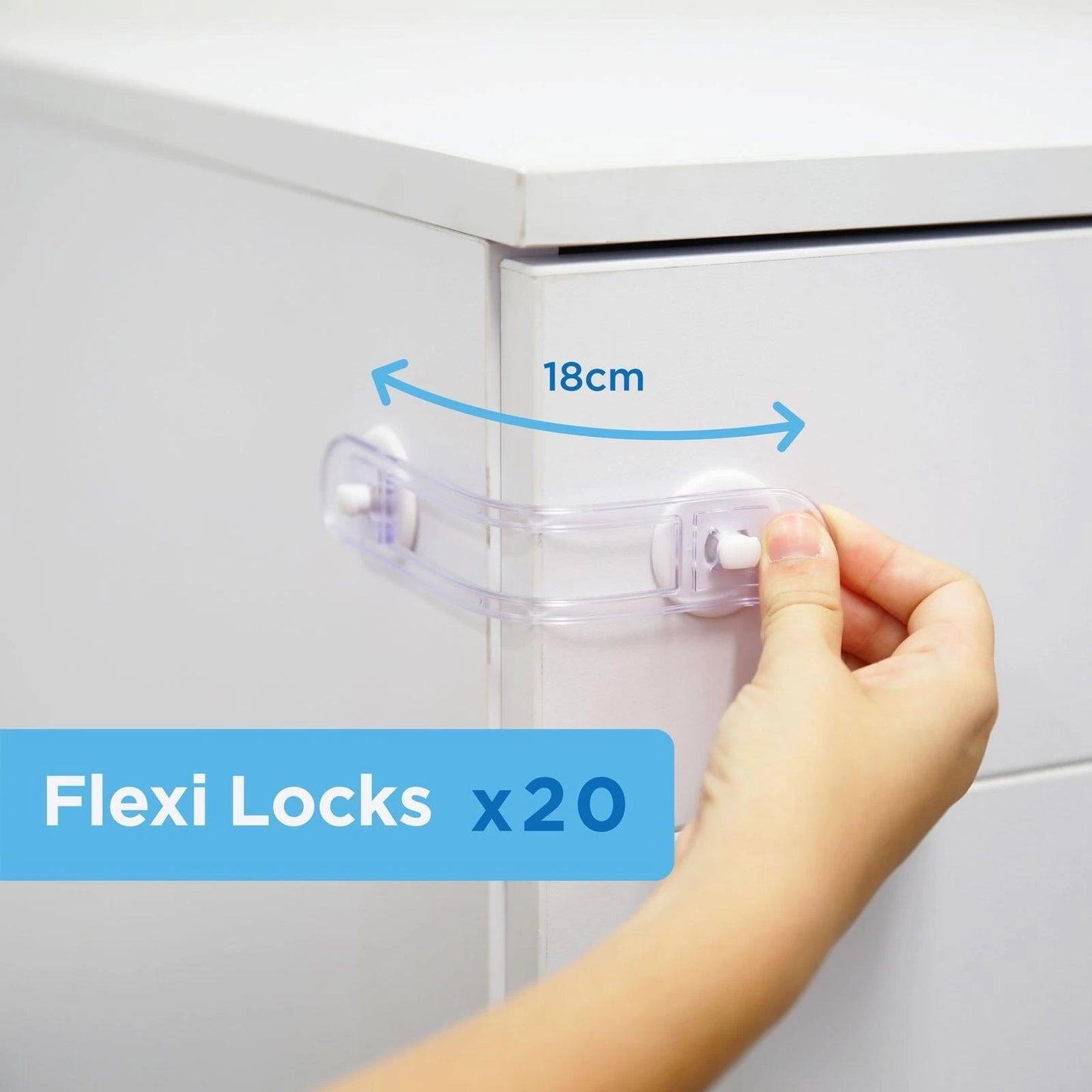 Perma Child Safety 18cm Adhesive Flexi Locks, 20 Pack - Easy Install, Discreet Design