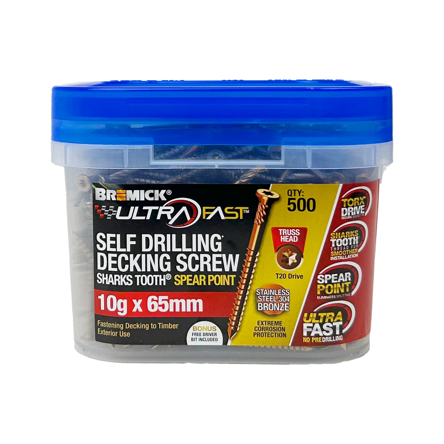 Bremick Ultrafast 10g x 65mm Stainless Steel Bronze Truss Head Screws 500 Pack