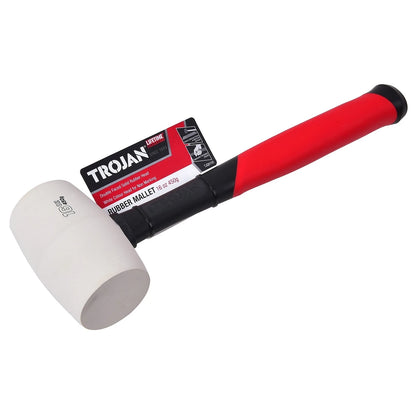 Trojan 16oz Fibreglass White Rubber Mallet with Durable Rubber Head & Lifetime Warranty