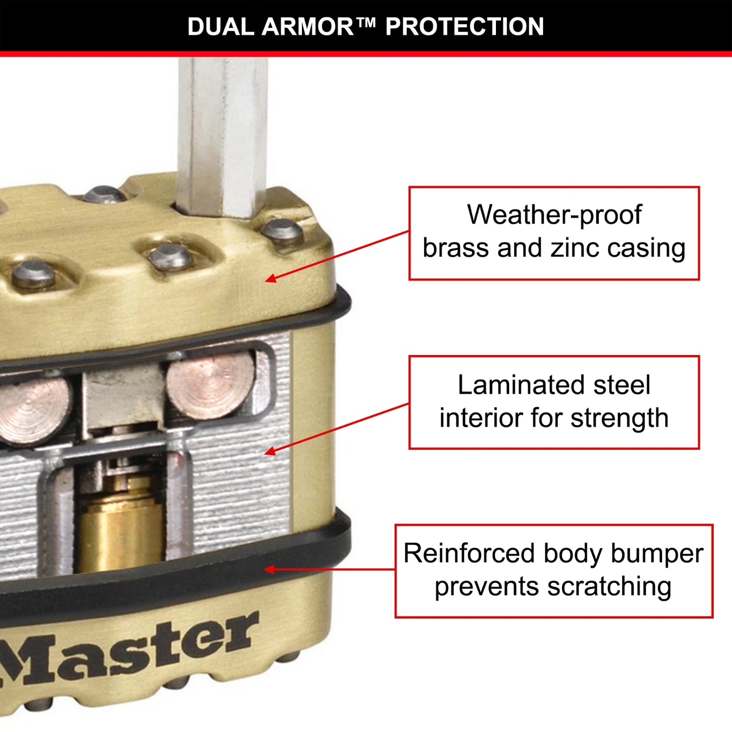 Master Lock 50mm Excell Padlock 4 Pack, Weather-Resistant, Boron Carbide Shackle