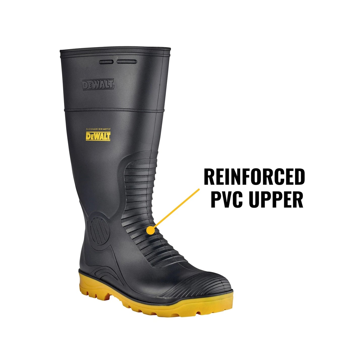 DeWALT Midland PVC Safety Gumboot Size 7 - Anti-Slip, Oil & Acid Resistant, Steel Cap