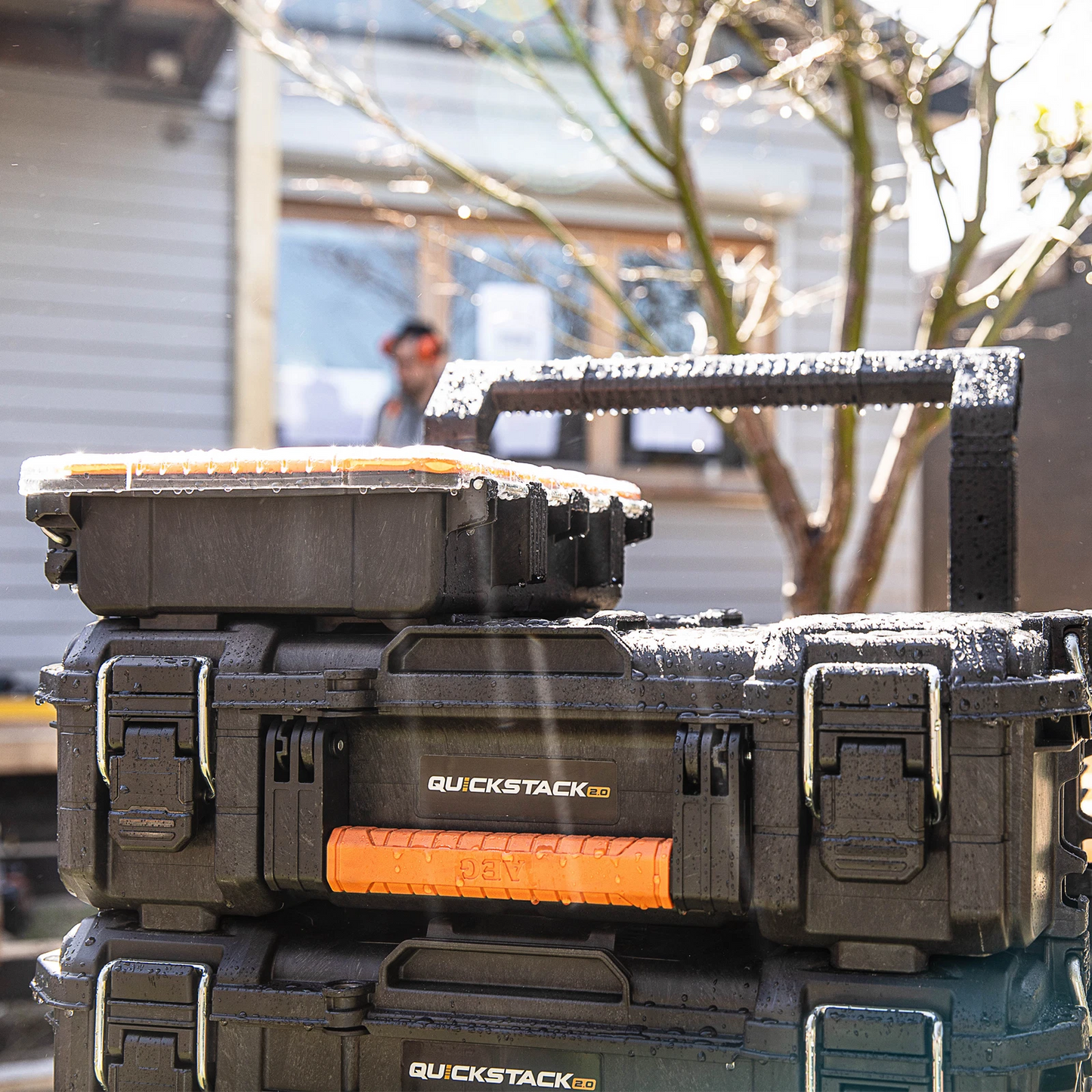 AEG Quickstack 2.0 Storage Set, Weather Resistant, All-Terrain Wheels, Secure Locking