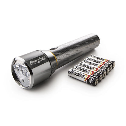 Energizer 1500lm Metal Vision HD LED Torch, 230m Beam, IPX4, Strobe, 6AA Batteries Included