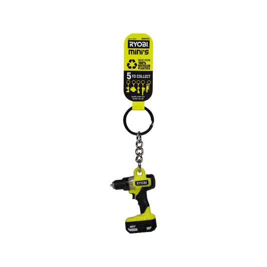 Ryobi MINI Drill Keyring - Eco-Friendly, 100% Recycled, Collectible Replica