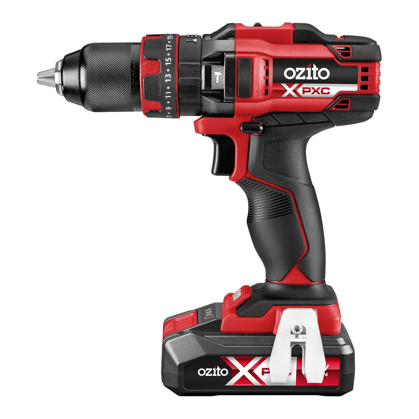 Ozito PXC 18V Hammer Drill Kit, 2.5Ah Battery, 13MM Keyless Chuck, 2 Speed, 21 Torque Settings