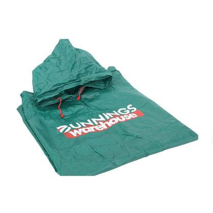 Bunnings Adult Poncho - Durable Lightweight PVC, Hooded, One Size Fits All, Green