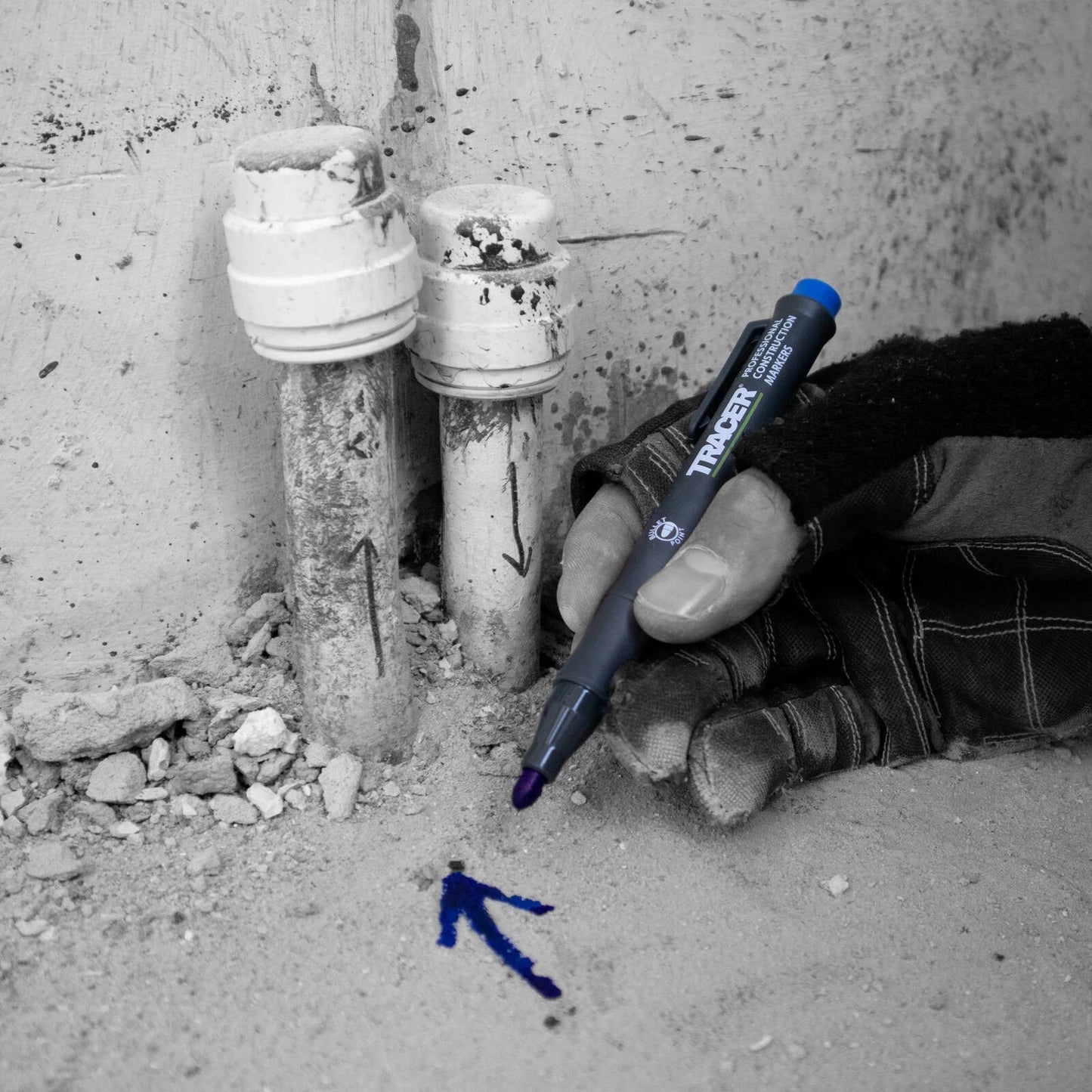 Tracer Blue Clog-Free Marker - Durable, Versatile for Construction & Industrial Use