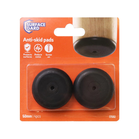 Surface Gard 50mm Black Rubber Bumper 4 Pack - Noise Reduction & Anti-Skid Design
