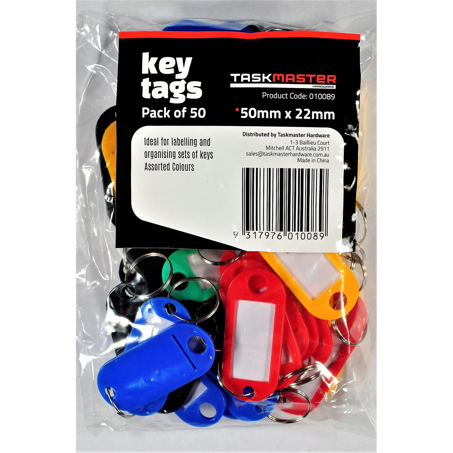 Taskmaster Key Tag with Ring 50 Pack - Assorted Colors, Durable, Easy Labeling