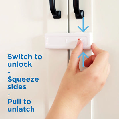 Perma Child Safety Ultimate Cabinet Latch 4 Pack, Triple Action Lock, Easy Install
