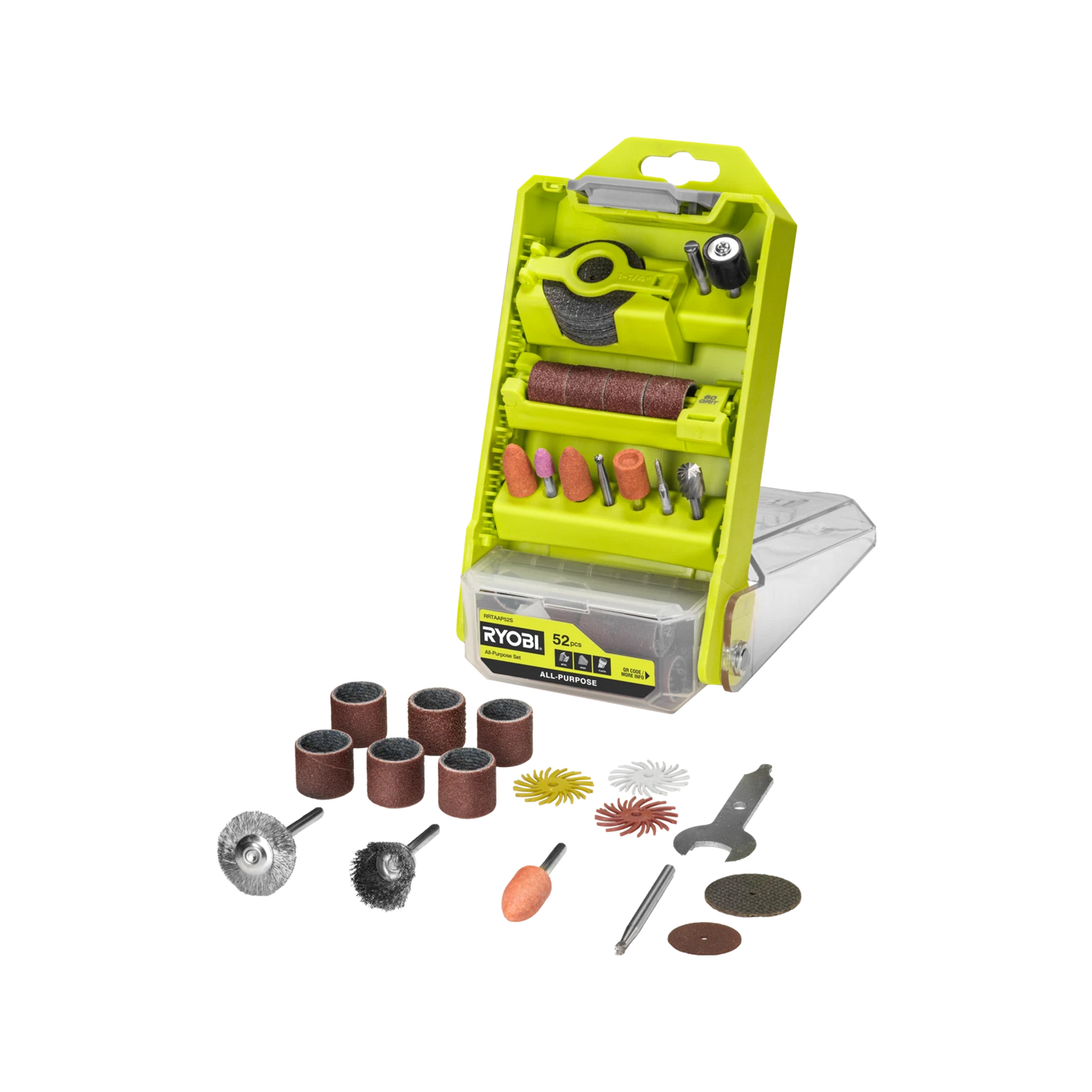 Ryobi 52-Piece Rotary Tool Accessory Set for Sanding, Cutting, Polishing, Grinding, Engraving