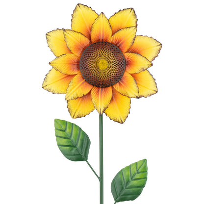 Yellow Metal Sunflower Garden Stake 20x74cm - Durable Outdoor Decoration