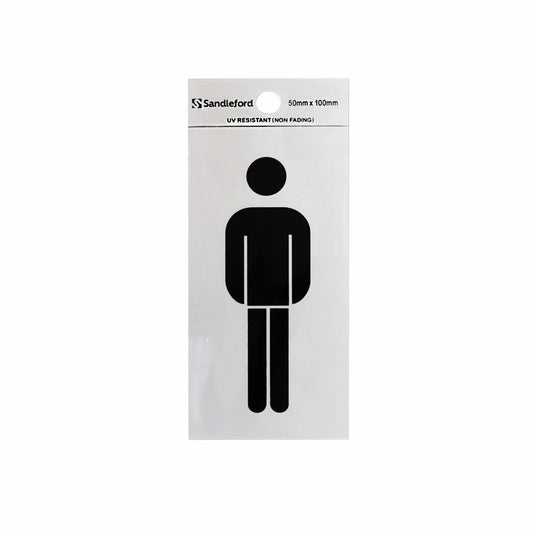 Sandleford Silver Mens Symbol Self Adhesive Sign 100x50mm Weather Resistant
