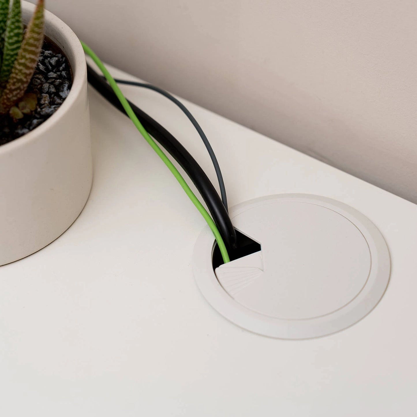 Taskmaster 60mm White Cable Duct - 6 Pcs, Easy Install, Desktop Cable Management