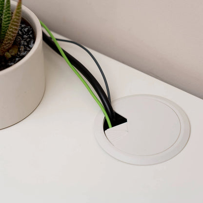 Taskmaster 60mm White Cable Duct - 6 Pcs, Easy Install, Desktop Cable Management