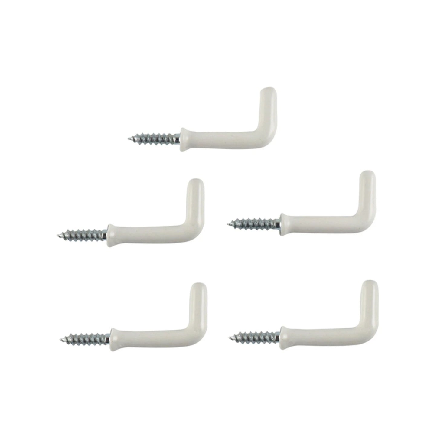Everhang 25mm White PVC Coated Square Hooks - 5 Pack, Secure Wall Mount, 13kg Capacity