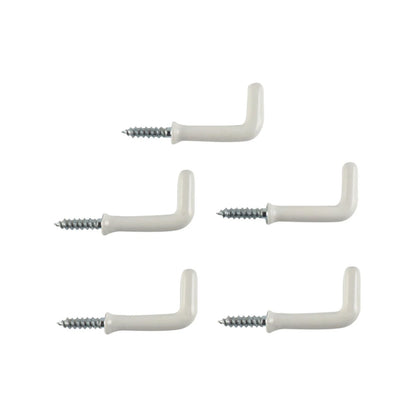 Everhang 25mm White PVC Coated Square Hooks - 5 Pack, Secure Wall Mount, 13kg Capacity