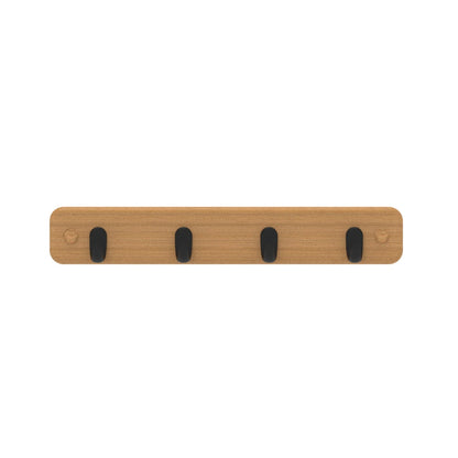 MODE 4 Bamboo Key Rack with Black Hooks - Durable, Easy Install, Stylish Design