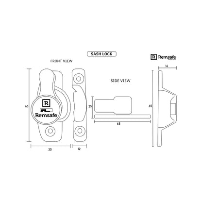Remsafe White Window Sash Lock, Key Lockable, DIY Install, Timber/Aluminium Use