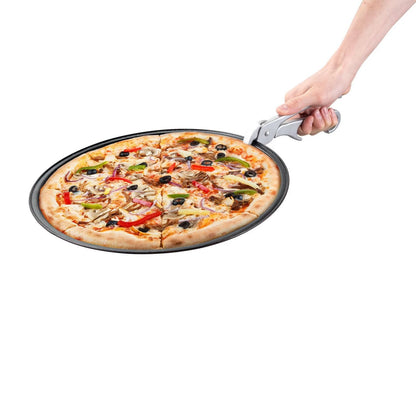 Jumbuck Cast Aluminium Pizza Pan Grippers with Anti-Slip Grip, Spring-Loaded Handle, Silver