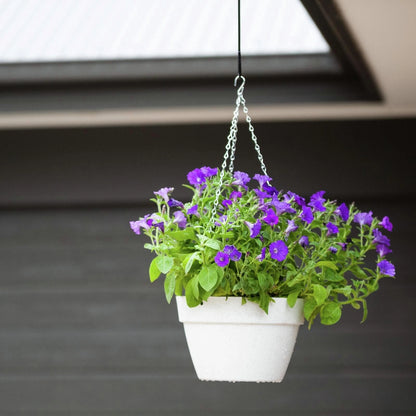 Northcote Pottery 25cm White Terrazzo Self-Watering Hanging Basket, Durable & Eco-Friendly