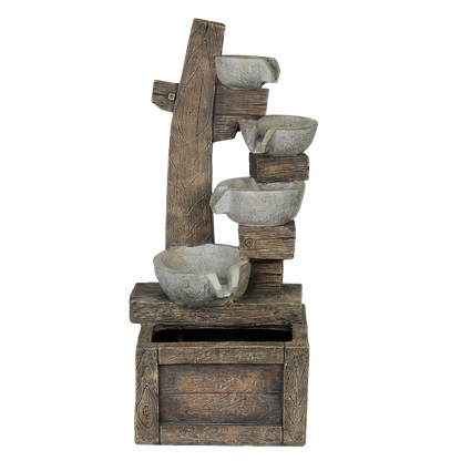 Northcote Pottery Willow Water Feature 32x27x66cm with Timber Design & Lighting