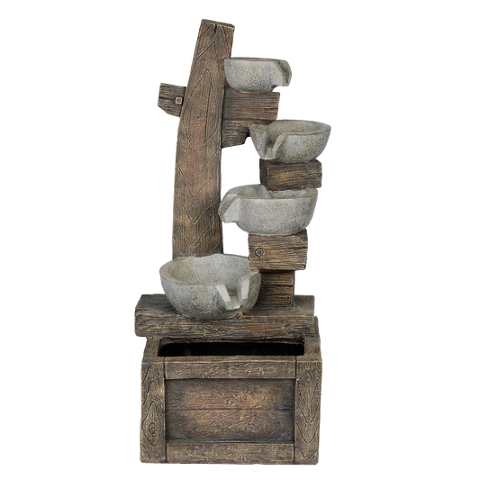 Northcote Pottery Willow Water Feature 32x27x66cm with Timber Design & Lighting