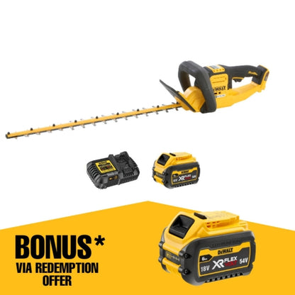 DeWALT 54V 6Ah Cordless Hedge Trimmer Kit, 660mm Blade, 31mm Cut Capacity