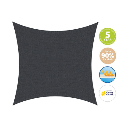 Coolaroo 3.6m Square HeatShield Shade Sail, Peppercorn, UV Protection, Durable HDPE Fabric