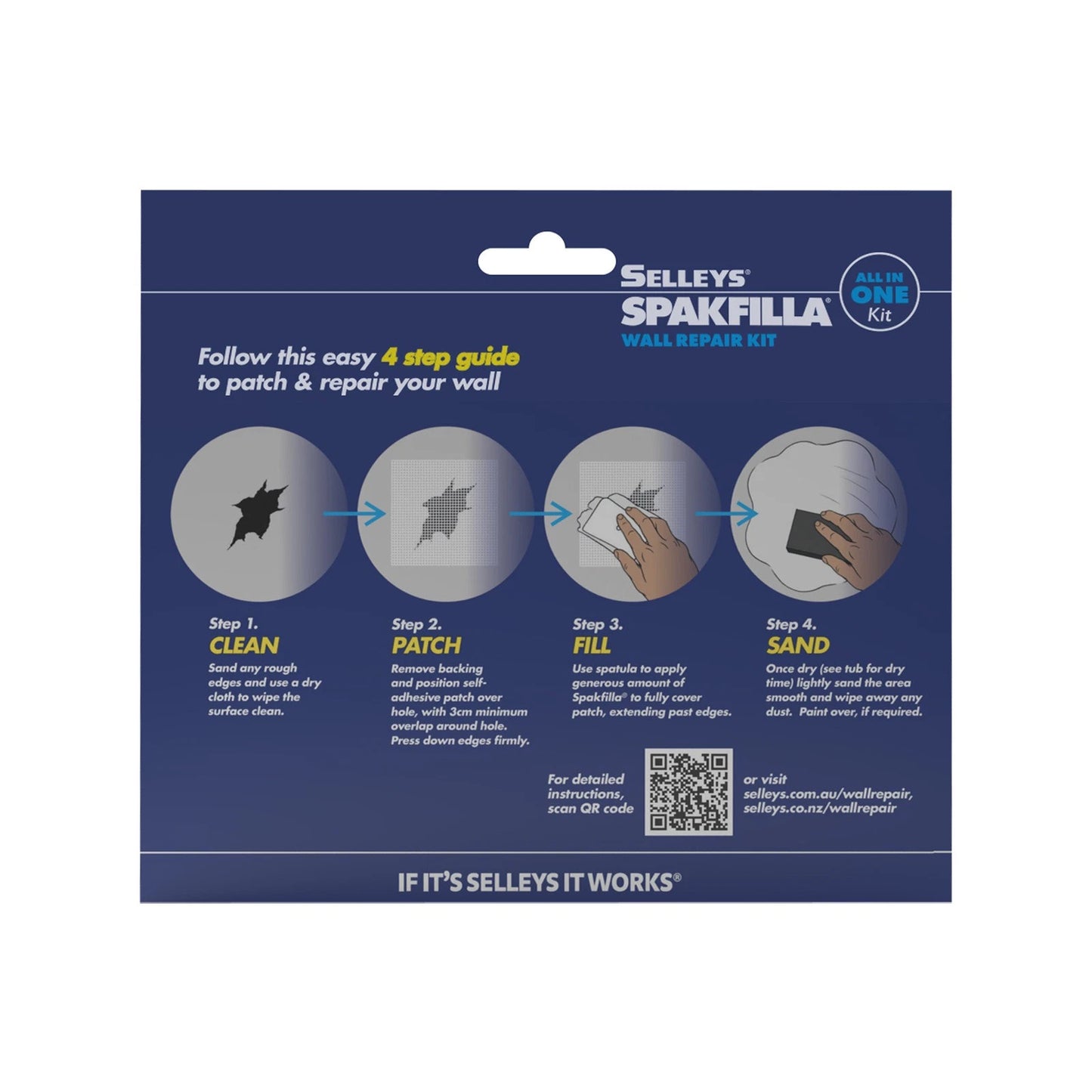 Selleys Spakfilla Wall Repair Kit - Fast-Drying, All-in-One Solution for Interior Walls, Repairs up to 8cm