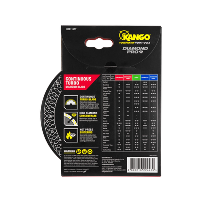Kango 115mm Continuous Turbo Diamond Blade for Ceramic, Granite, Marble, Porcelain Cutting