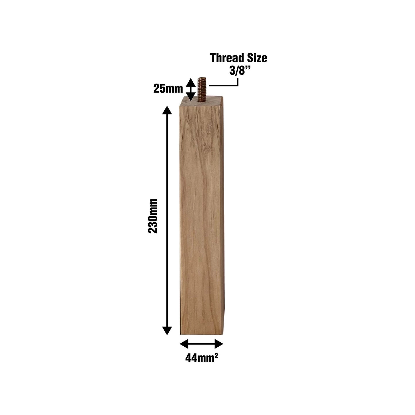 Adoored 230mm Pine Square Furniture Leg, Natural Timber, Easy Install, Modern Design