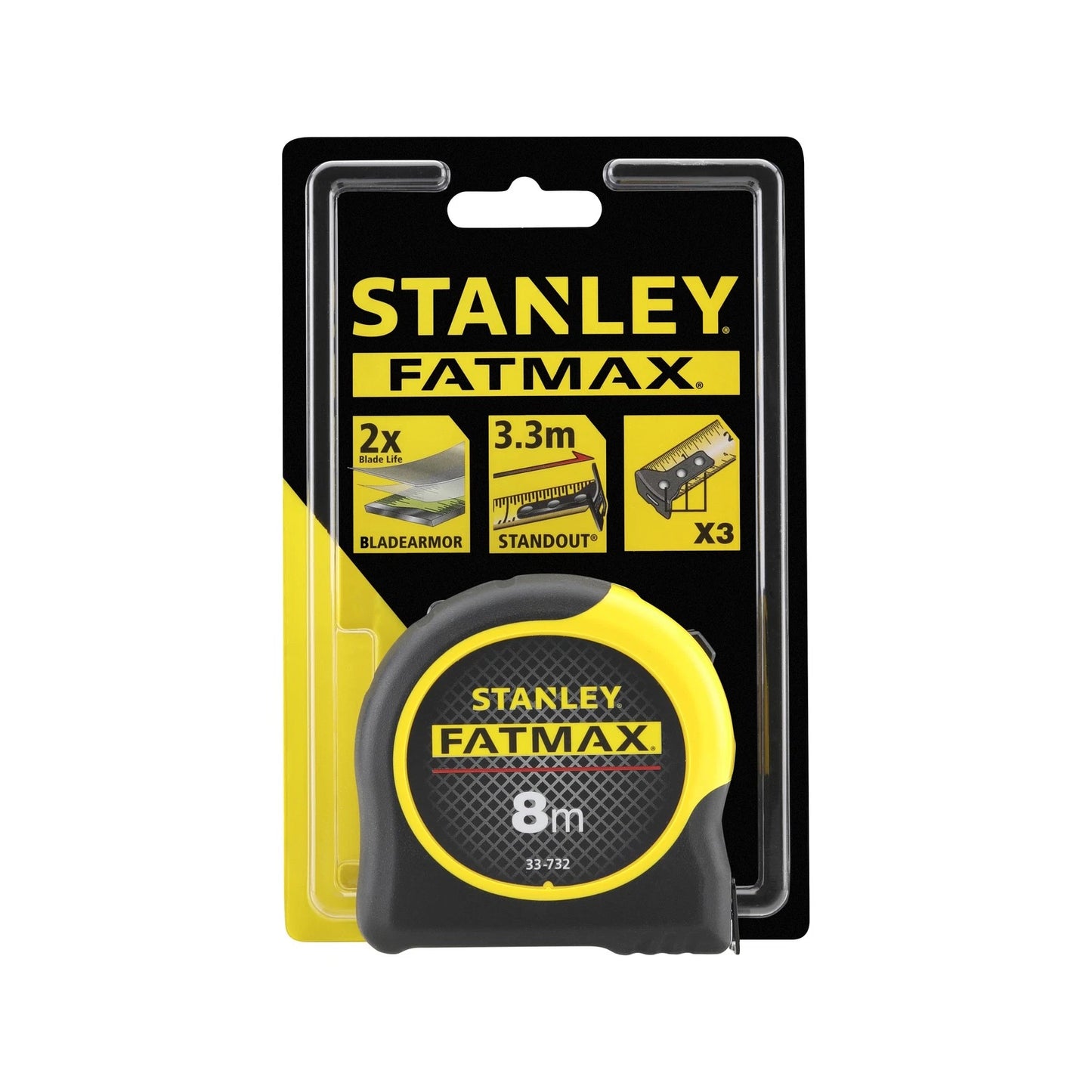 Stanley FatMax 8m Tape Measure, Blade Armor Coating, Wide Blade, Magnetic Tip