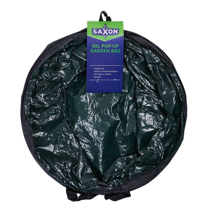 Saxon Pop Up Garden Bag 85L with Handles, Reusable, Durable Polyethylene, Folds Flat