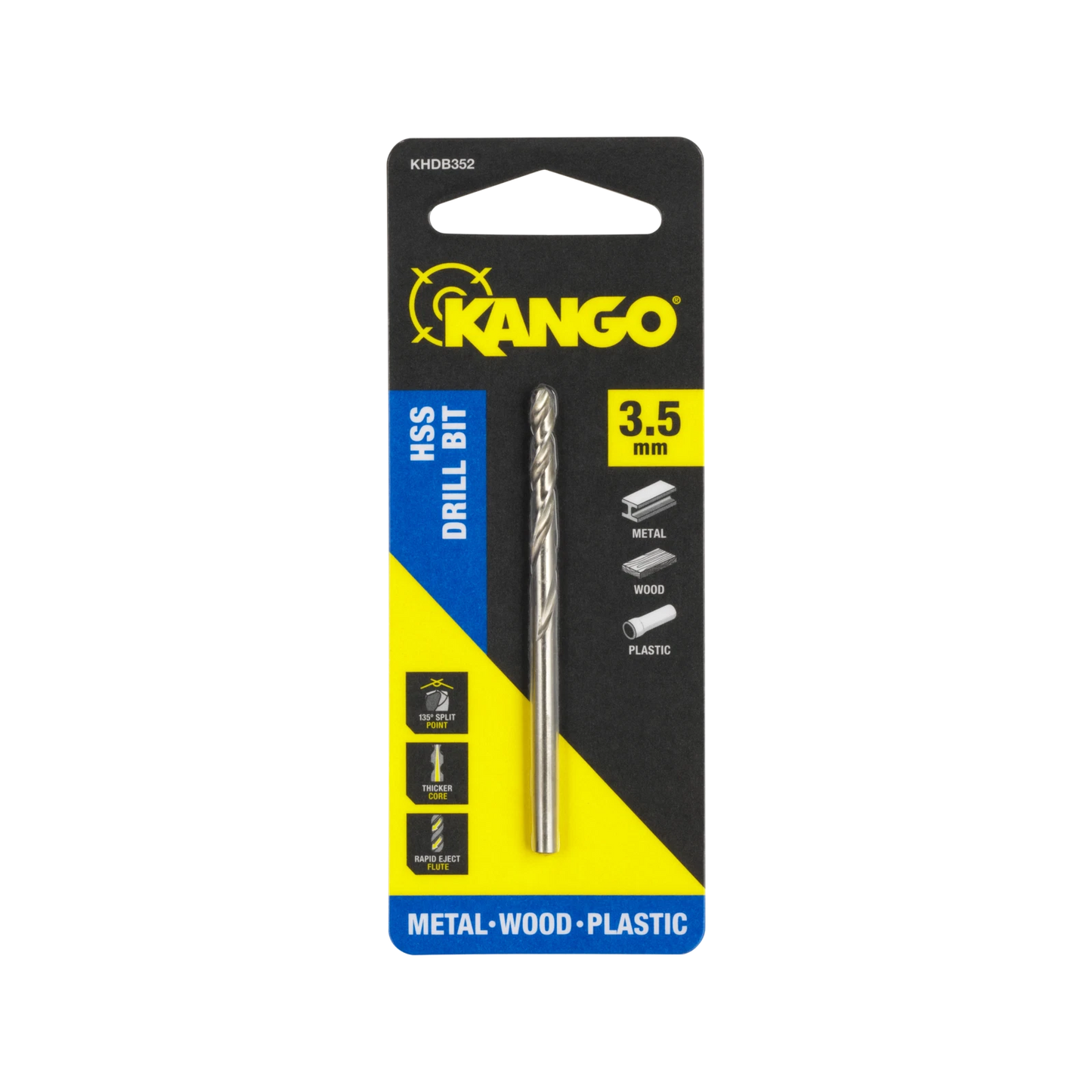Kango 3.5mm HSS Drill Bit - Precision, Durability, 135° Split Point, Rapid Eject Flute
