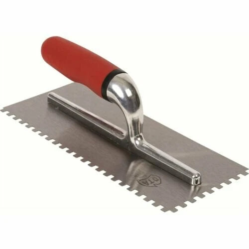 DTA Australia 8mm Notch Steel Trowel with Dual Square Notched Edge & Rubber Handle