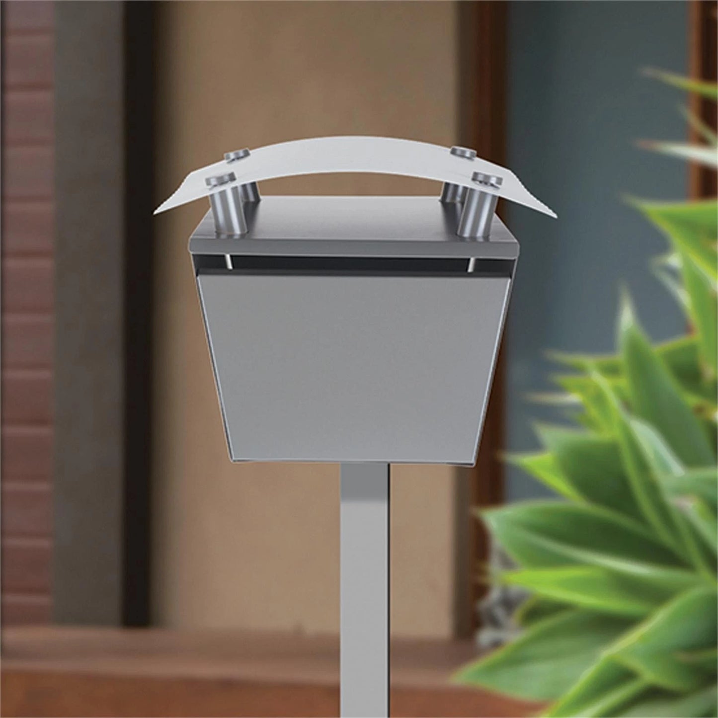 Sandleford Grey & Silver Magnum Post Mount Letterbox, Galvanised Steel, Lockable, Newspaper Holder