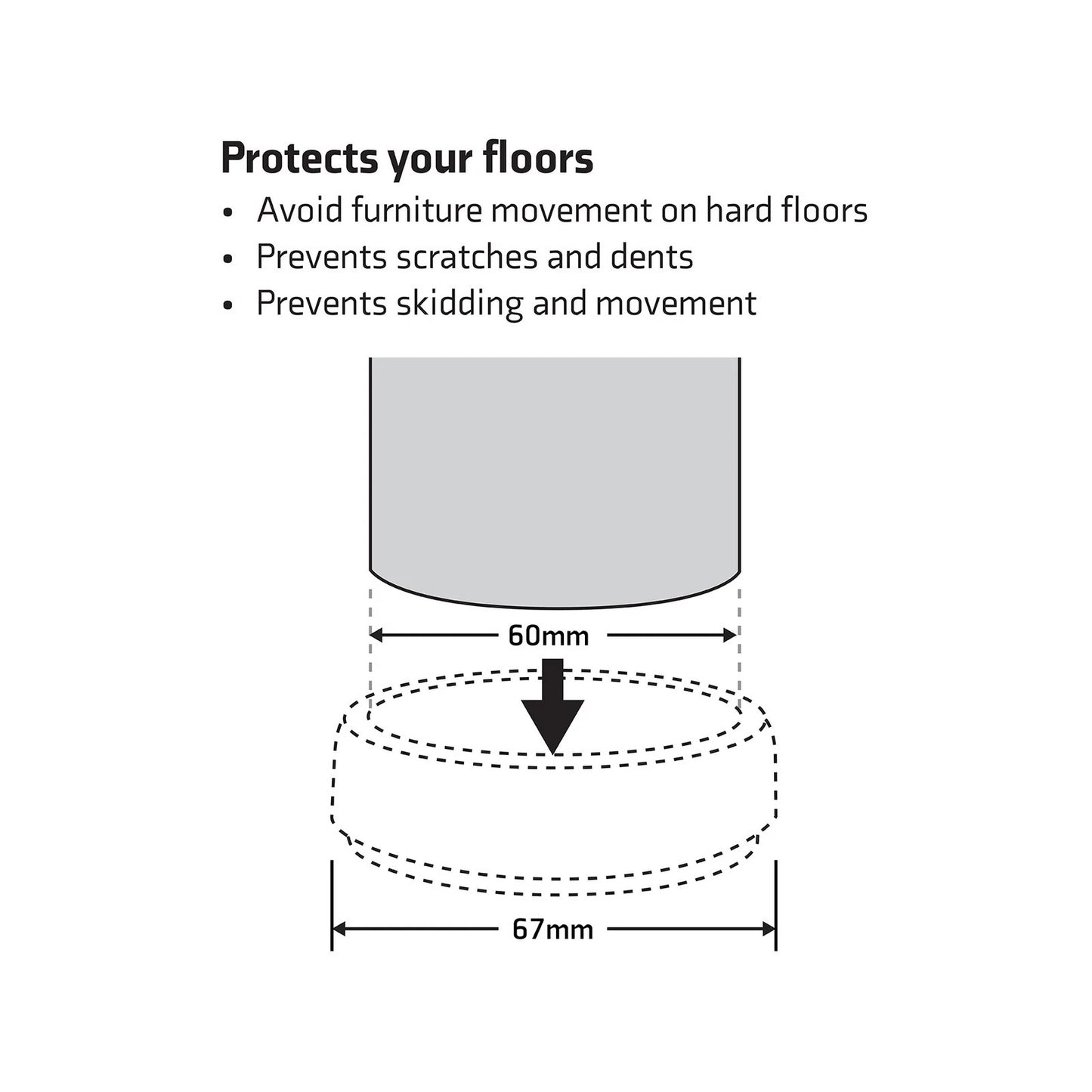 Surface Gard 66mm Dark Wood Effect Non-Slip Round Castor Cups, 4 Pieces