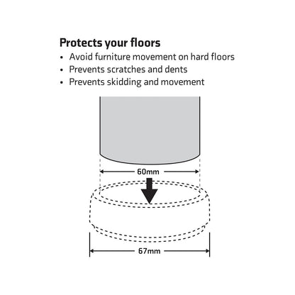 Surface Gard 66mm Dark Wood Effect Non-Slip Round Castor Cups, 4 Pieces