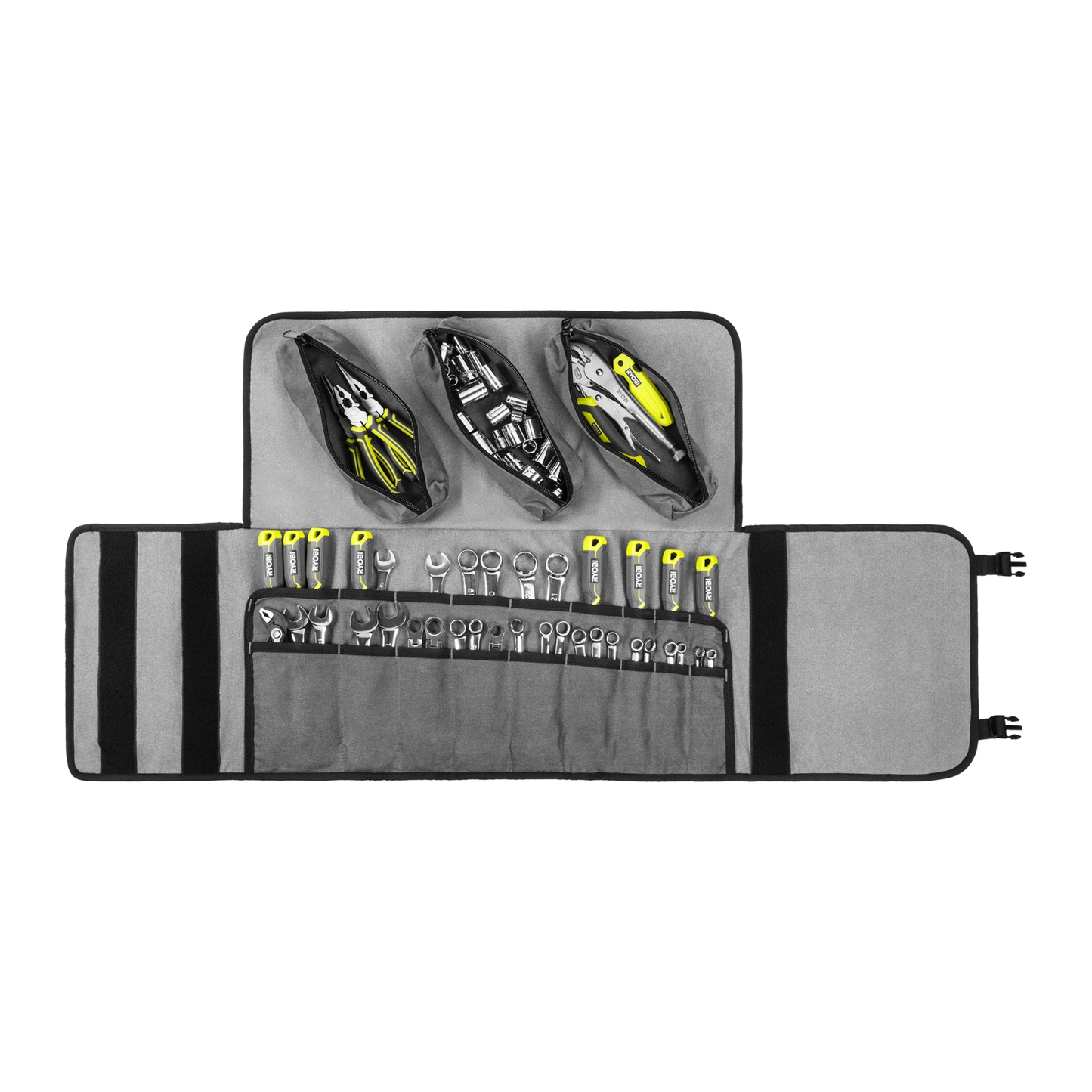 Ryobi Traxx Canvas Tool Roll with Dividers, Removable Zip Pockets, Durable 410gsm Canvas