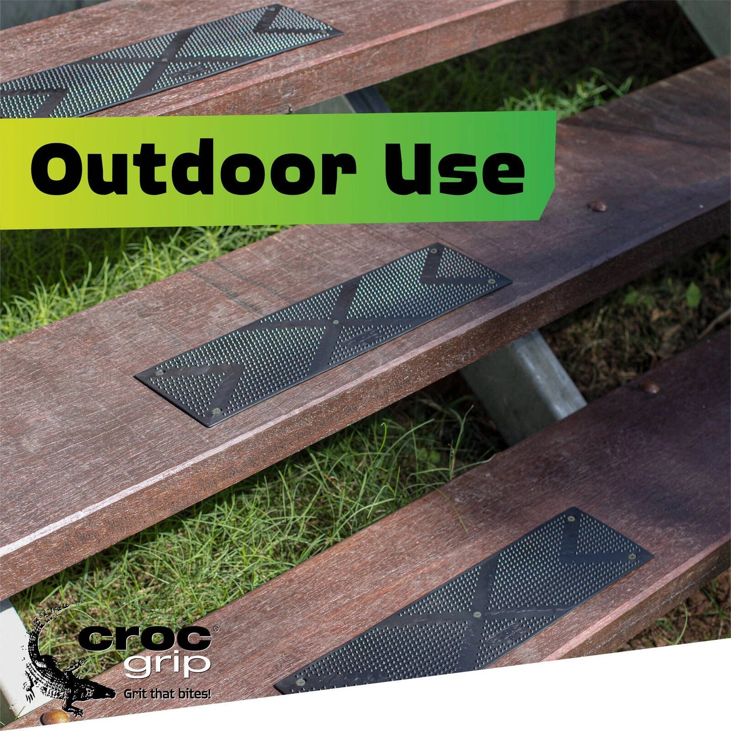 Croc Grip Black Grip Treads 400x100mm 3 Pack - Slip Resistant, Durable, Easy Install