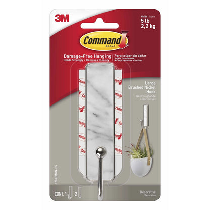 Command Large Marble Finish Adhesive Hook, Strong Hold, Damage-Free, Stylish Design