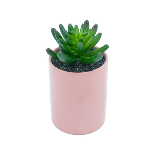 UN-REAL Pink Artificial Succulent 15cm - Maintenance-Free Indoor Decor, Trendy Pot