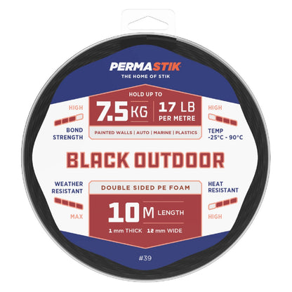 Permastik Outdoor Mounting Tape 12mm x 10m, Weather-Resistant, High Bond Strength