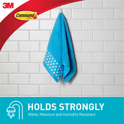 Command™ Large White Adhesive Towel Hook - Damage-Free, Water Resistant, 2.2kg Capacity