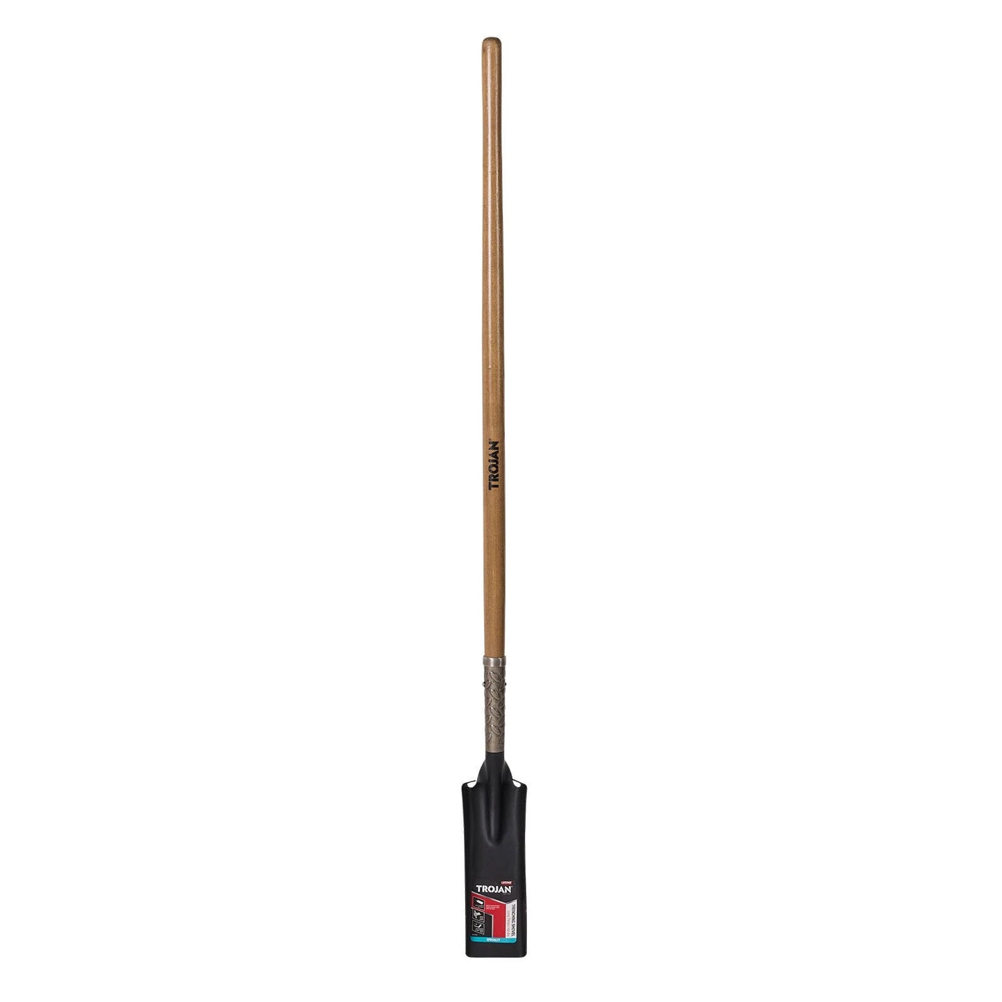 Trojan Timber Long Handle Trenching Shovel, Durable Carbon Steel Blade, Comfortable Grip